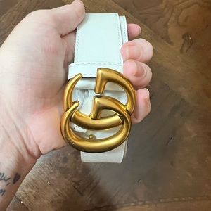 Gucci Belt,  Double G belt buckle, white